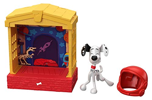 101 Dalmatian Street GBM27 Disney, Stackable Dog House (5-in) with Dylan Character Figure (3-in) and Space Helmet Accessory, Multicoloured - Celador Books & Gifts