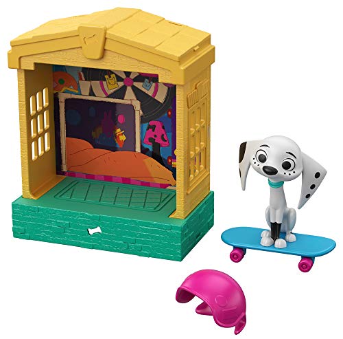 101 Dalmatian Street GBM28 Disney, Stackable Dog House (5-in) with Dolly Character Figure (3-in), Skateboard and Helmet Accessories, Multicoloured - Celador Books & Gifts