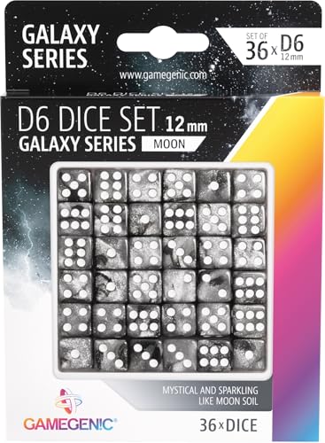 Galaxy Series Neptune D6 Dice Set Set of 36 Six-Sided Dice Premium Quality Resin Dice for Dice Games, Board Games and Card Games Cosmic Glittering Design Made by Gamegenic