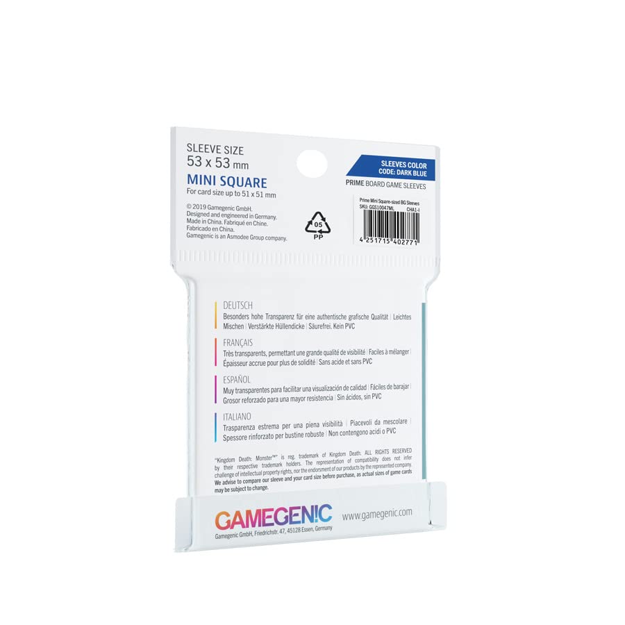 GAMEGEN!C- Prime Mini Square-Sized Sleeves 53 x 53 mm (50), Clear Colour (GGS10047ML)