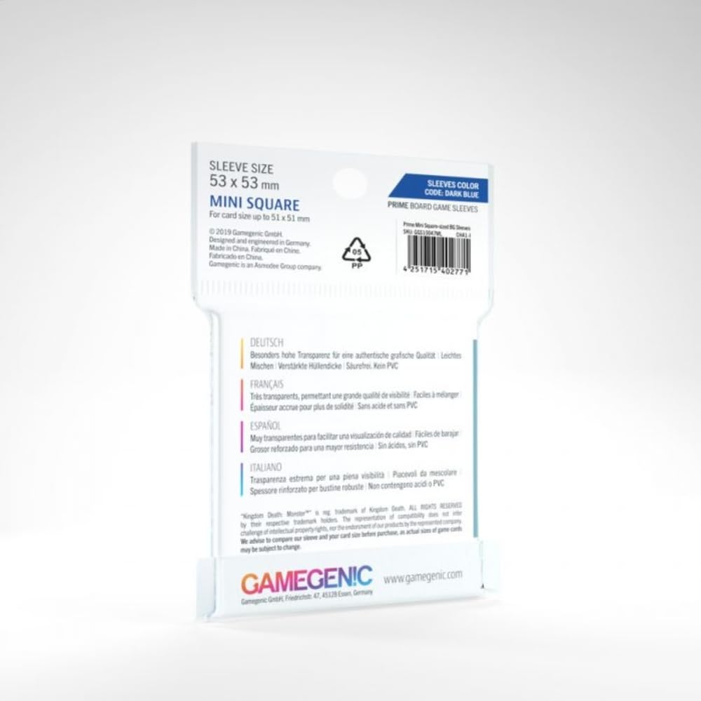 GAMEGEN!C- Prime Mini Square-Sized Sleeves 53 x 53 mm (50), Clear Colour (GGS10047ML)