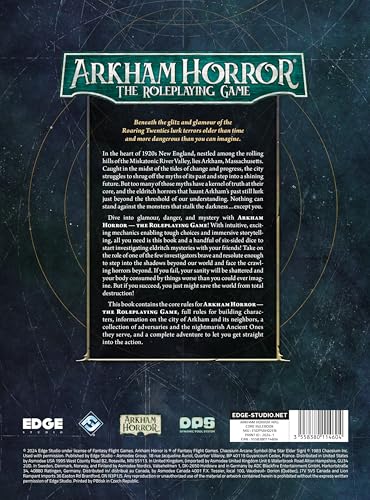 Arkham Horror The Roleplaying Game CORE RULEBOOK - Dive into 1920s Arkham's Mysterious World! Immersive RPG Adventure for Kids & Adults, Ages 14+, 2-6 Players, 1+ Hour Playtime, Made by EDGE Studio