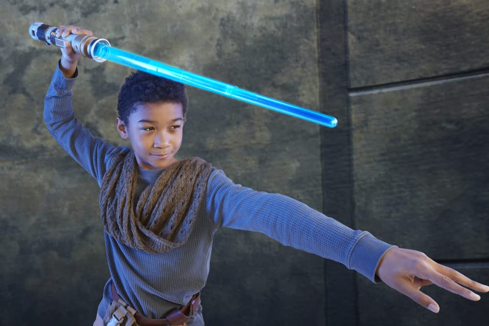 Star Wars Lightsaber Forge Obi-Wan Kenobi Electronic Extendable Blue Lightsaber Toy, Customizable Roleplay Toy, Ages 4 and Up