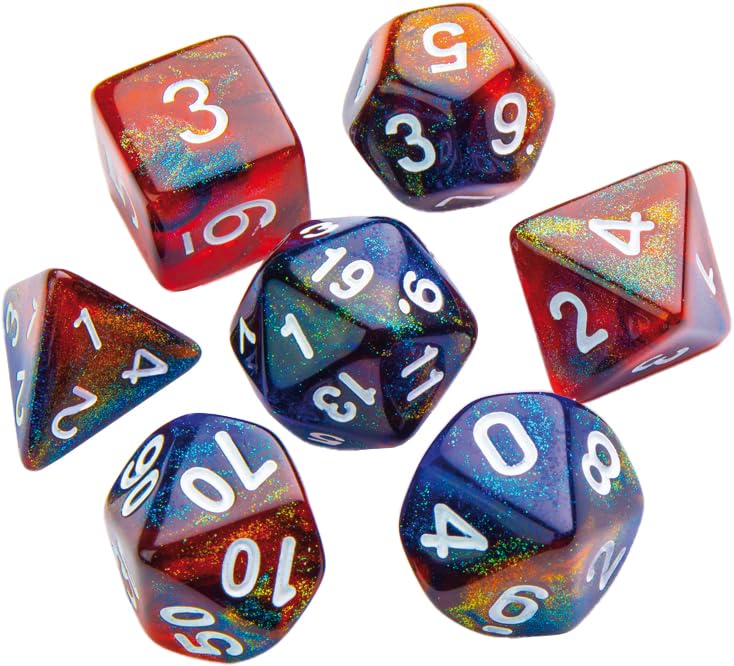 Gamegenic - Galaxy Series - Mars - RPG Dice Set - Set of 7 Dice Role Playing (JDR) - Board Games - Card Games - Dice Games - Accessories and Supplies for Board Games