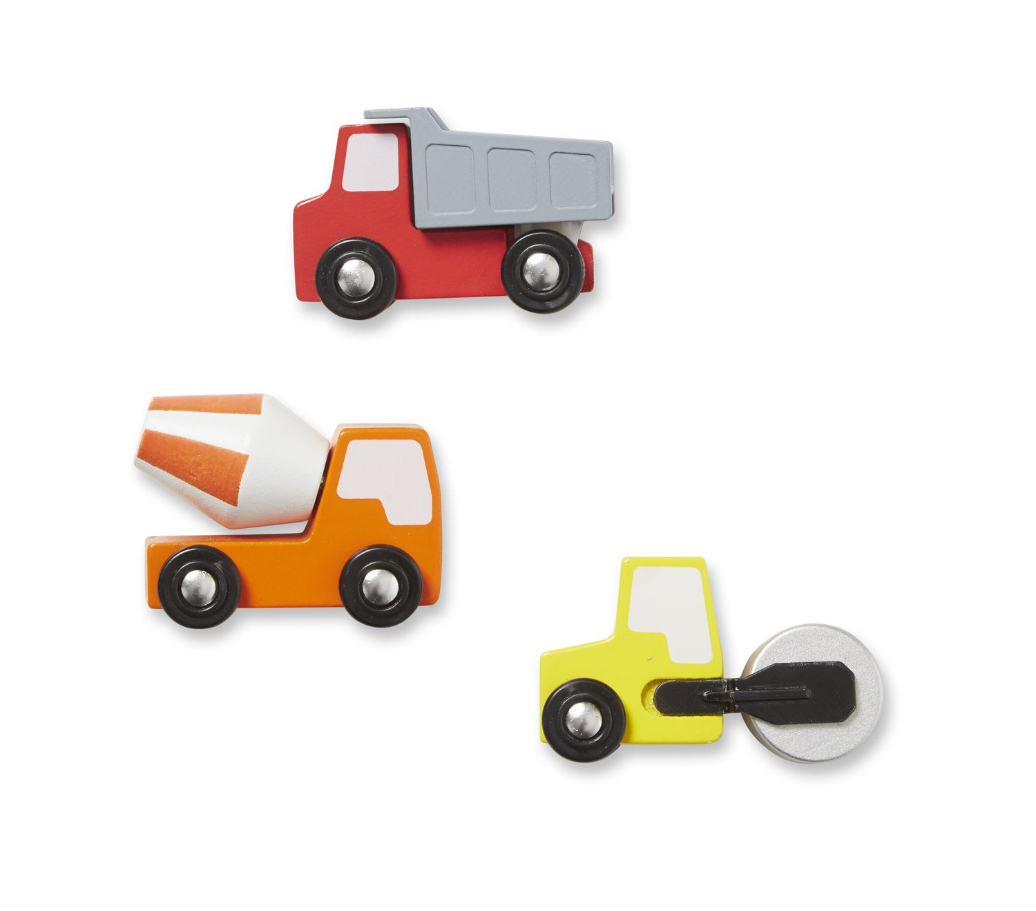 Melissa & Doug Round the Construction Zone Work Site Rug With 3 Wooden Trucks (39 x 36 inches)