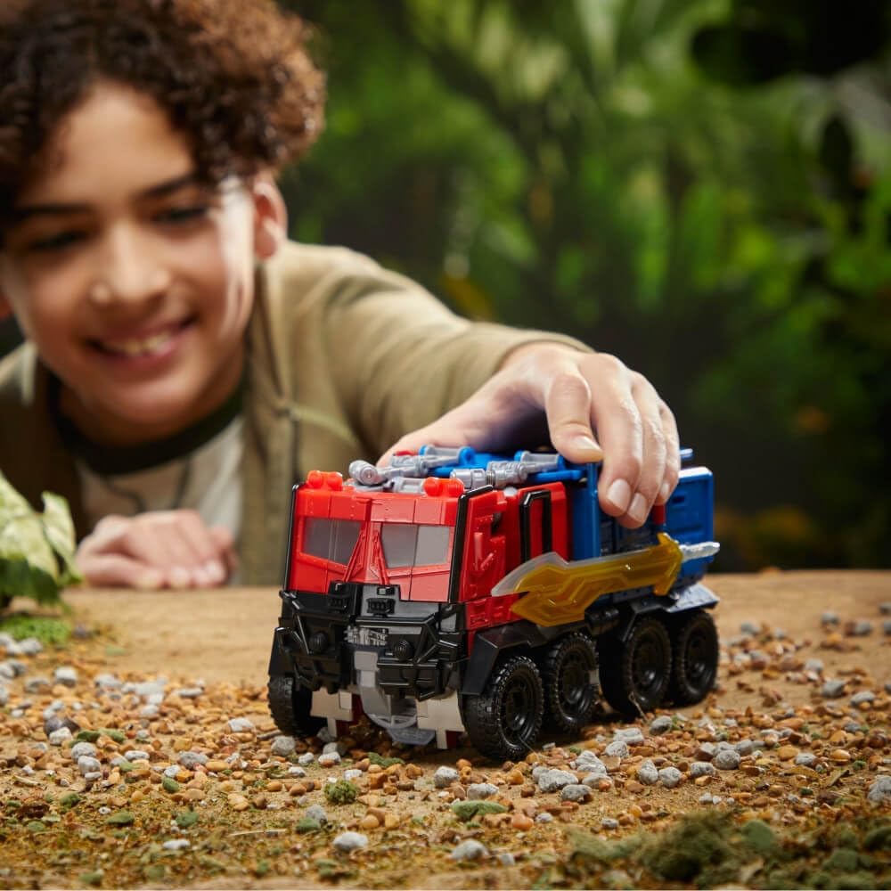 Transformers Toys Rise of The Beasts Movie, Beast-Mode Optimus Prime Toy with Lights and Sounds, Age 6 and up, 10-inch
