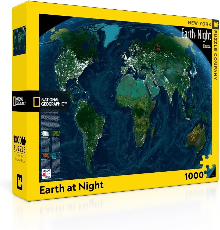 New York Puzzle Company - National Geographic Earth at Night - 1000 Piece Jigsaw Puzzle