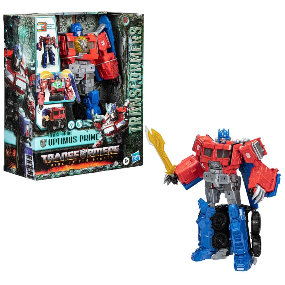 Transformers Toys Rise of The Beasts Movie, Beast-Mode Optimus Prime Toy with Lights and Sounds, Age 6 and up, 10-inch