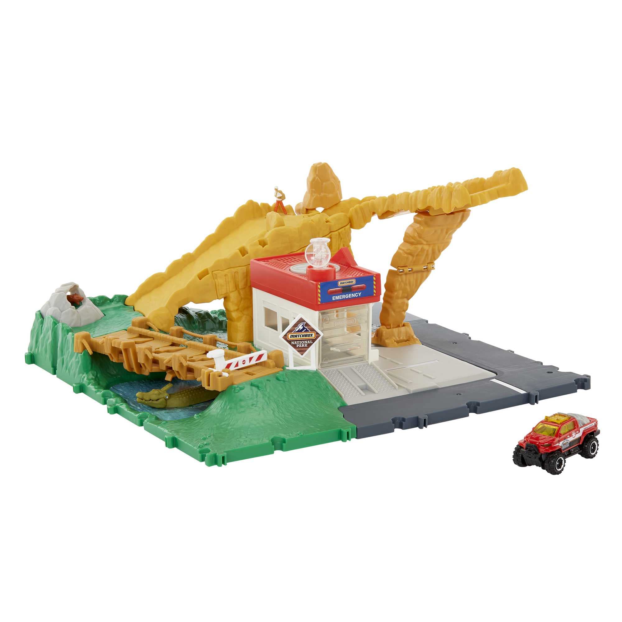 Matchbox Action Drivers - Playset with Multiple Play Areas - Working Gates and Lights - 1:64 Scale Car - Connects to Other Sets - Gift for Kids 3+