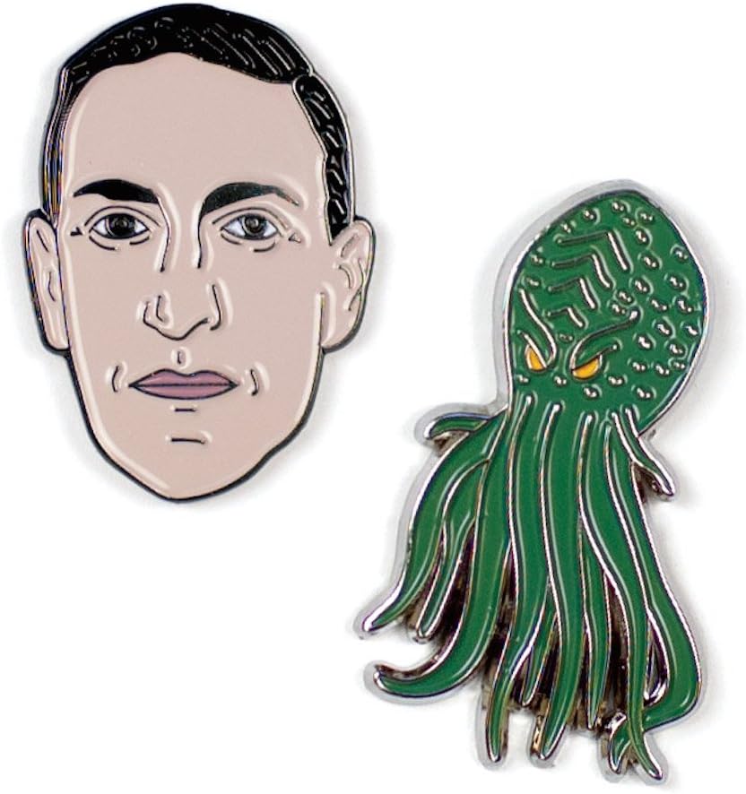 H. P. Lovecraft and Cthulhu Enamel Pin Set - 2 Unique Colored Metal Lapel Pins