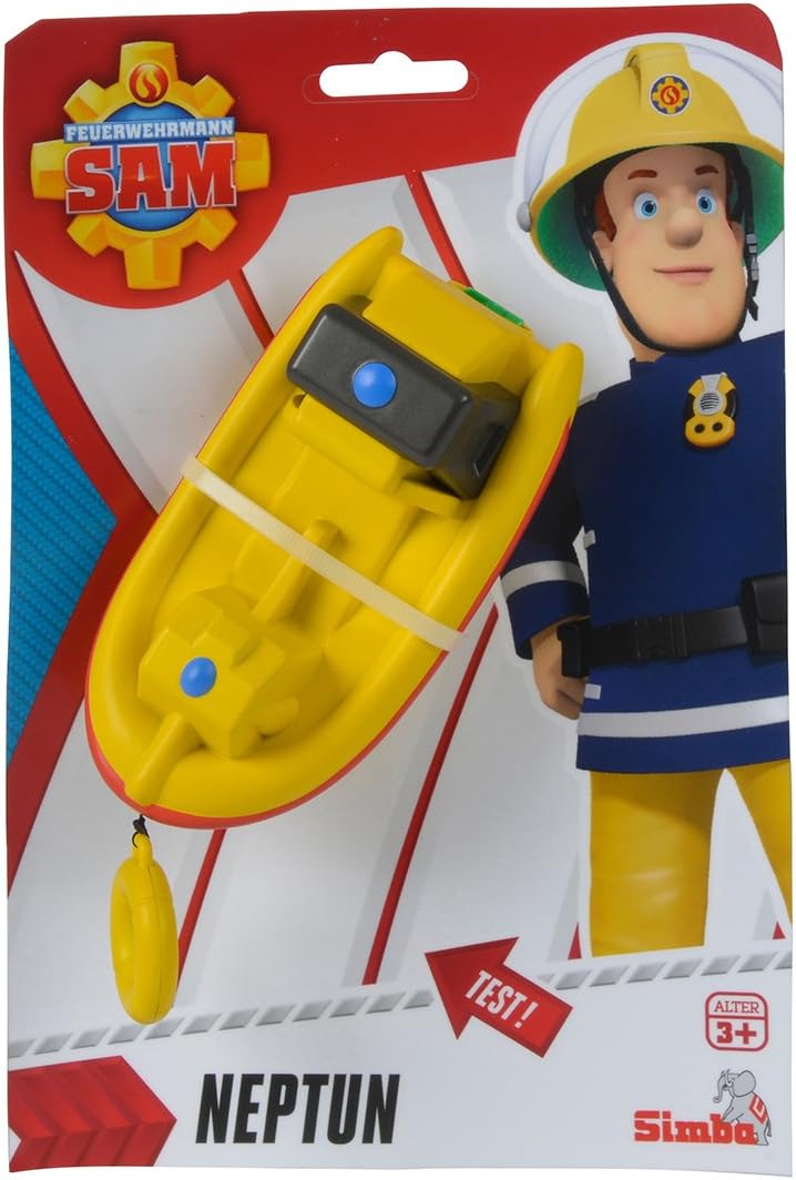 Simba 109252135 Fireman Sam Wind-Up Boat Neptune/with Cord for Winding Up / 13 cm