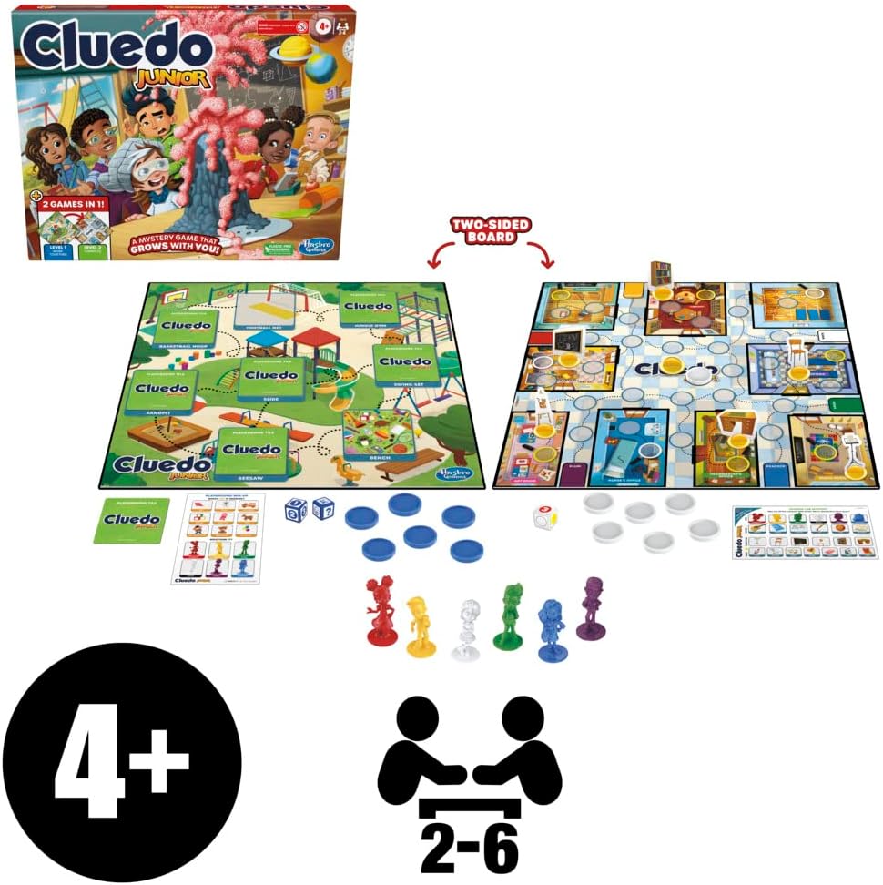 Hasbro Gaming Cluedo Junior Board Game, Reimagined Classic for 2-6 Players, Detective Games for Boys and Girls, 2 in 1 w