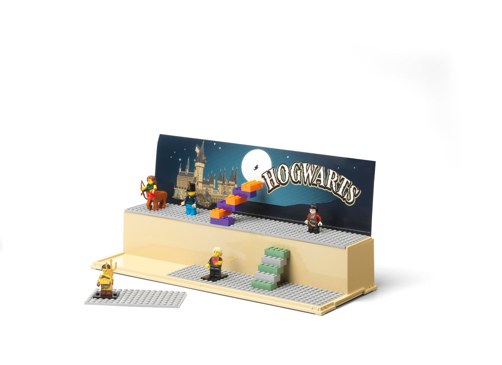 LEGO Play & Display Case with Grey Baseplates: Storage and Display Solution for LEGO Sets and Minifigures, Lego Box, Home Decor, Harry Potter Hogwarts