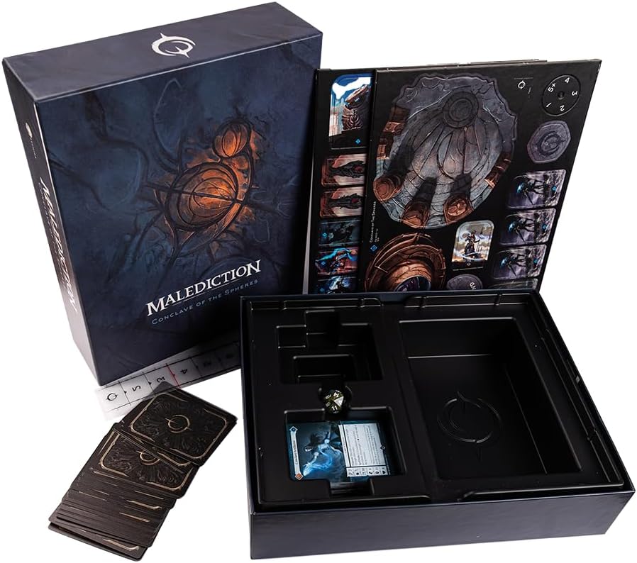 Malediction:Conclave of The Spheres Strategy Game Box Set, 80+ Premium Cards, 29 Standees, Terrain Pieces, Rulebook