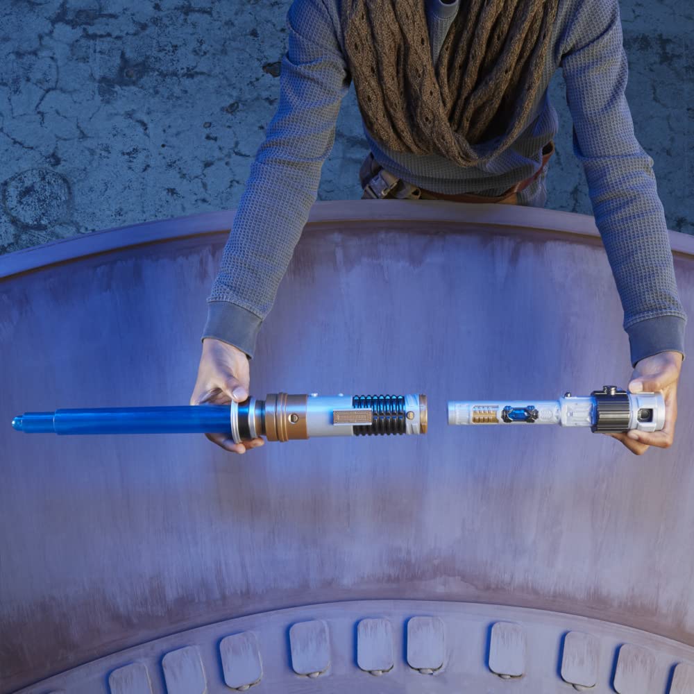 Star Wars Lightsaber Forge Obi-Wan Kenobi Electronic Extendable Blue Lightsaber Toy, Customizable Roleplay Toy, Ages 4 and Up