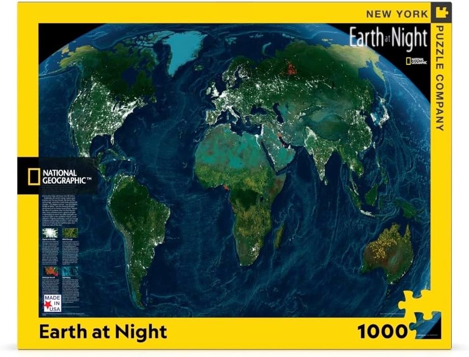 New York Puzzle Company - National Geographic Earth at Night - 1000 Piece Jigsaw Puzzle