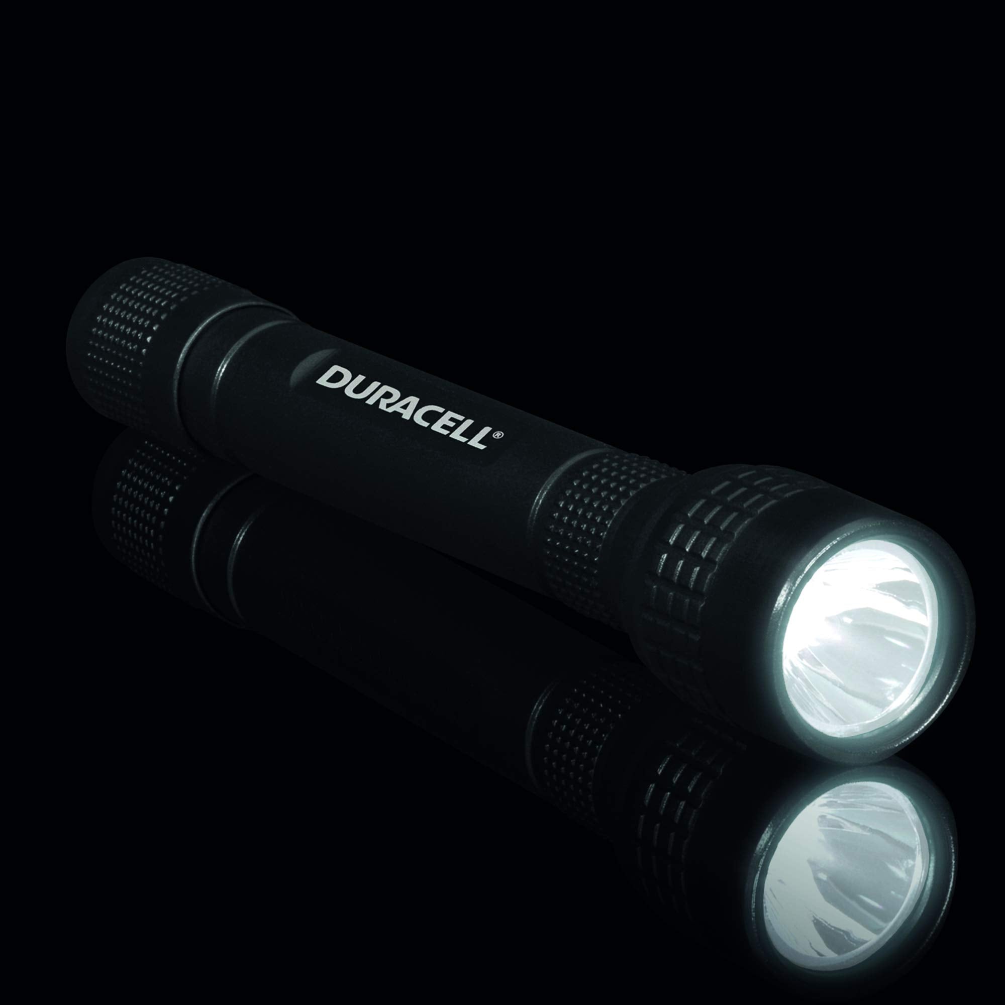 Duracell Flashlight, Voyager EASY Series Torches, Bright 50 and 70 Lumen LED Lights, Black Plastic Finish, Duracell Batteries Included (Pack of 2) (DUO-E)