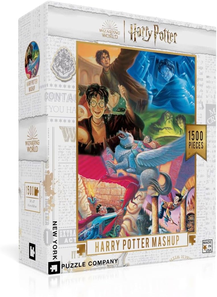New York Puzzle Company - Harry Potter Harry Potter Mashup - 1500 Piece Jigsaw Puzzle for Adults by Mary Grand-Pré