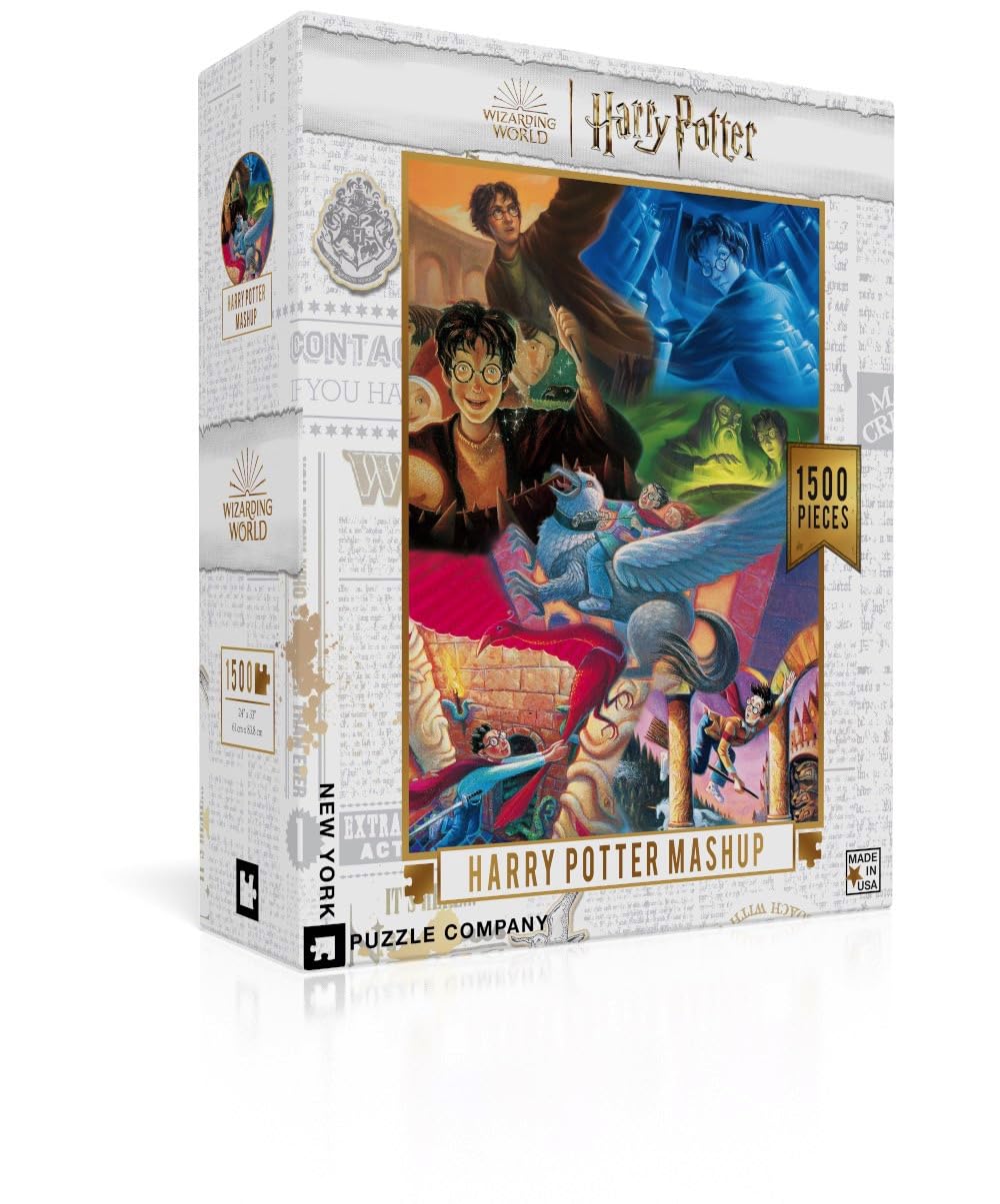 New York Puzzle Company - Harry Potter Harry Potter Mashup - 1500 Piece Jigsaw Puzzle for Adults by Mary Grand-Pré
