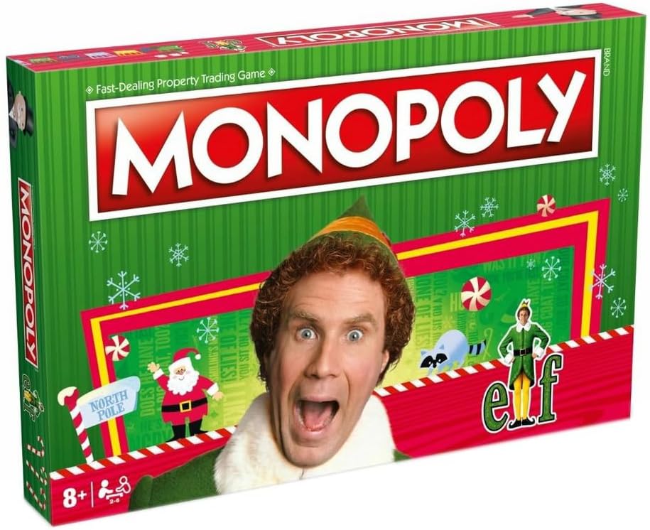 Winning Moves Elf Monopoly Board Game, Choose your festive token and advance to Santa's Workshop and Empire State Buildi