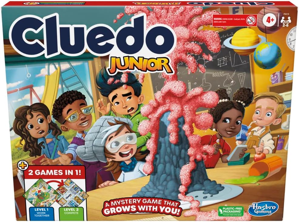 Hasbro Gaming Cluedo Junior Board Game, Reimagined Classic for 2-6 Players, Detective Games for Boys and Girls, 2 in 1 w