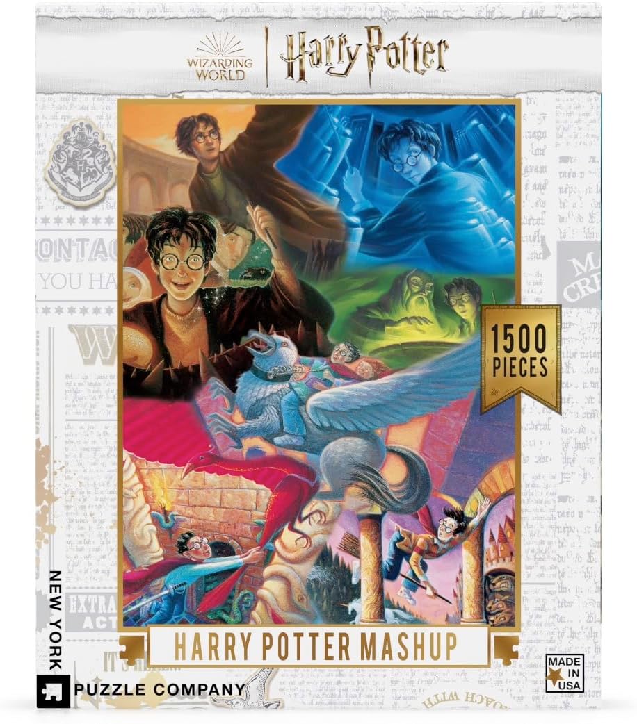 New York Puzzle Company - Harry Potter Harry Potter Mashup - 1500 Piece Jigsaw Puzzle for Adults by Mary Grand-Pré