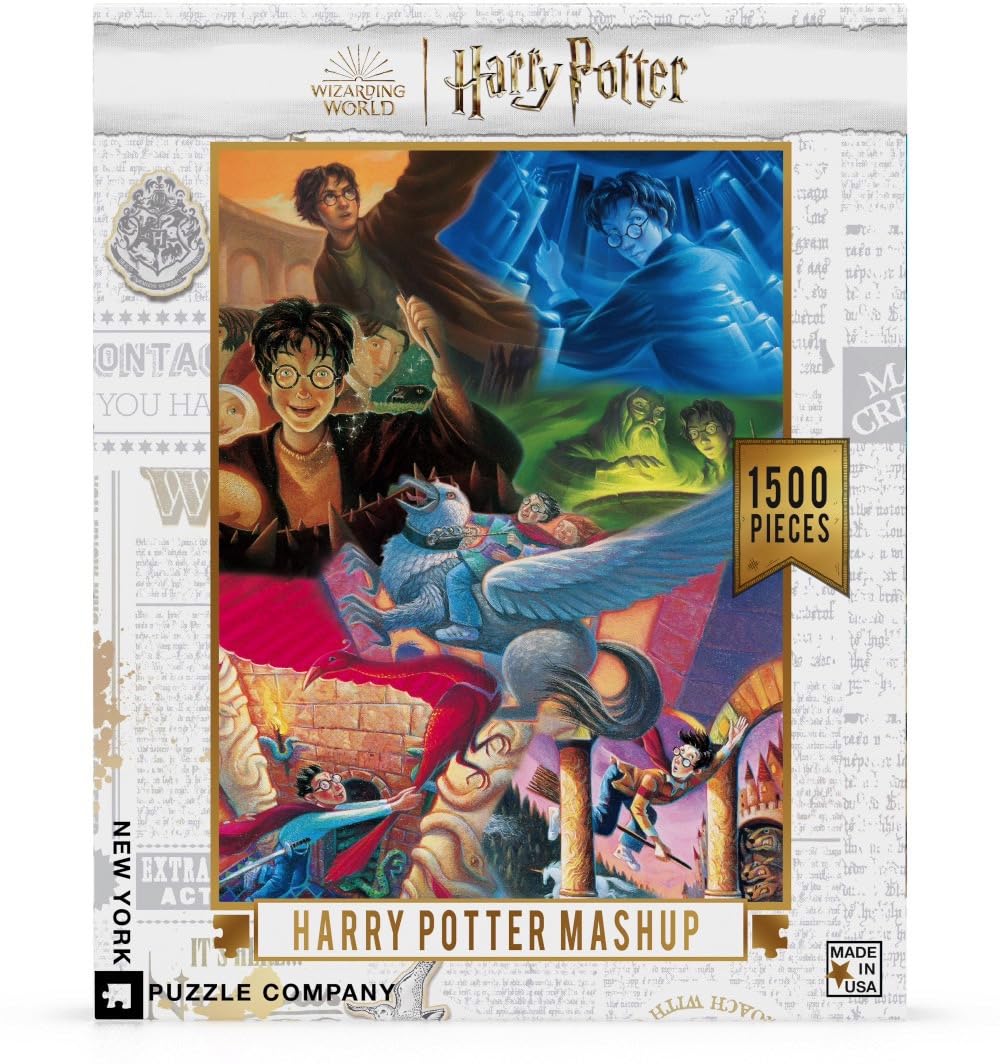 New York Puzzle Company - Harry Potter Harry Potter Mashup - 1500 Piece Jigsaw Puzzle for Adults by Mary Grand-Pré
