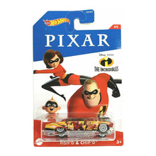 Load image into Gallery viewer, Hot Wheels Disney Pixar The Incredibles Fish&#39;d &amp; Chip&#39;d Model Car Scale 1:64 Metal Die-Cast Mr. Amazing Elastigirl Jack-Jack
