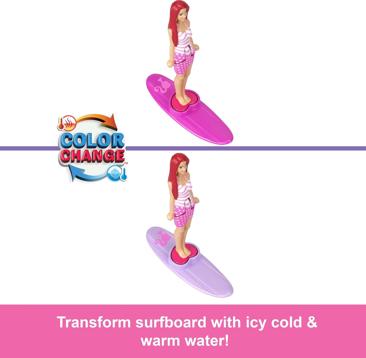 Barbie Mini BarbieLand Doll & Toy Vehicle Set, 1.5-inch Barbie Doll & Beach Convertible with Color-Change, Plus Beach Ac