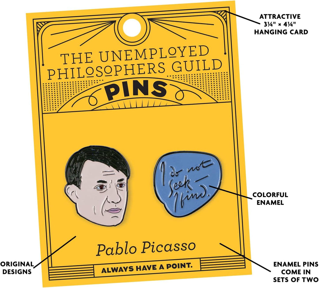 Picasso and Quote Enamel Pin Set - 2 Unique Colored Metal Lapel Pins