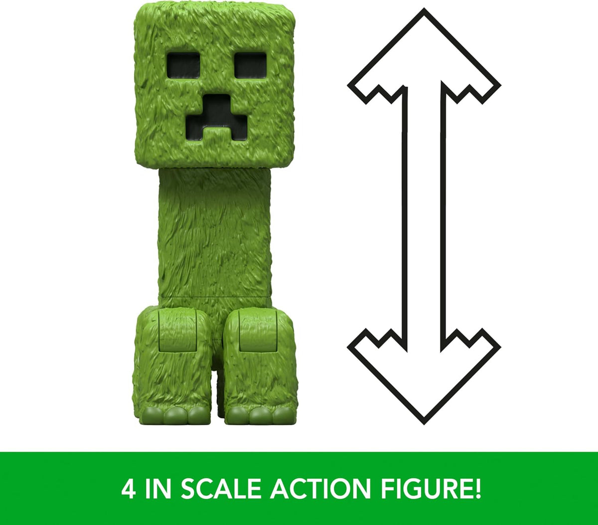 Mattel Minecraft Action Figure & Accessories Set, 4-inch Creeper Posable Character Collectible Inspired by A Minecraft M