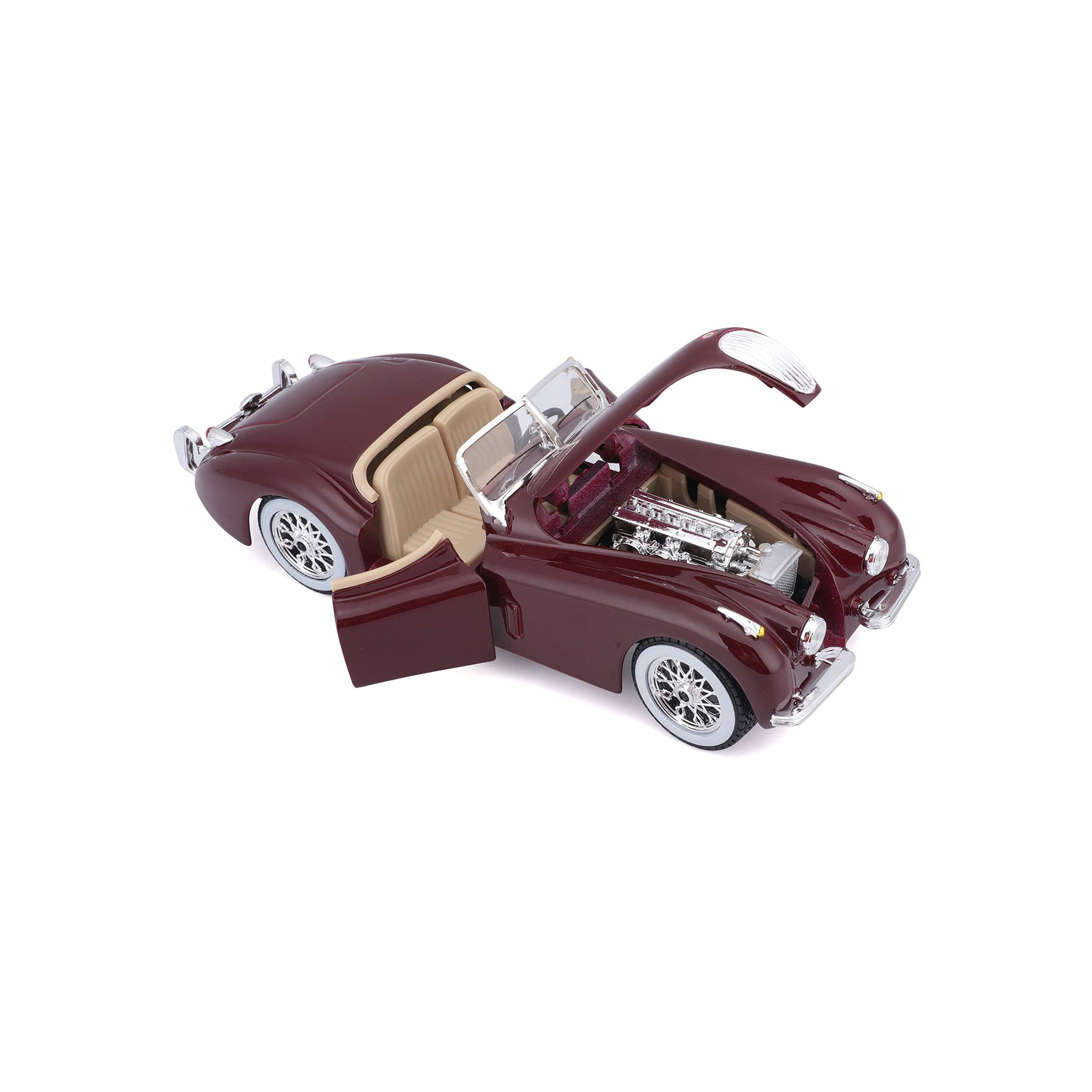 Bburago 1:24 Bijoux Jaguar XK 120 Roadster (1951) Assorted Colours, Silver Or Wine Red Metallic