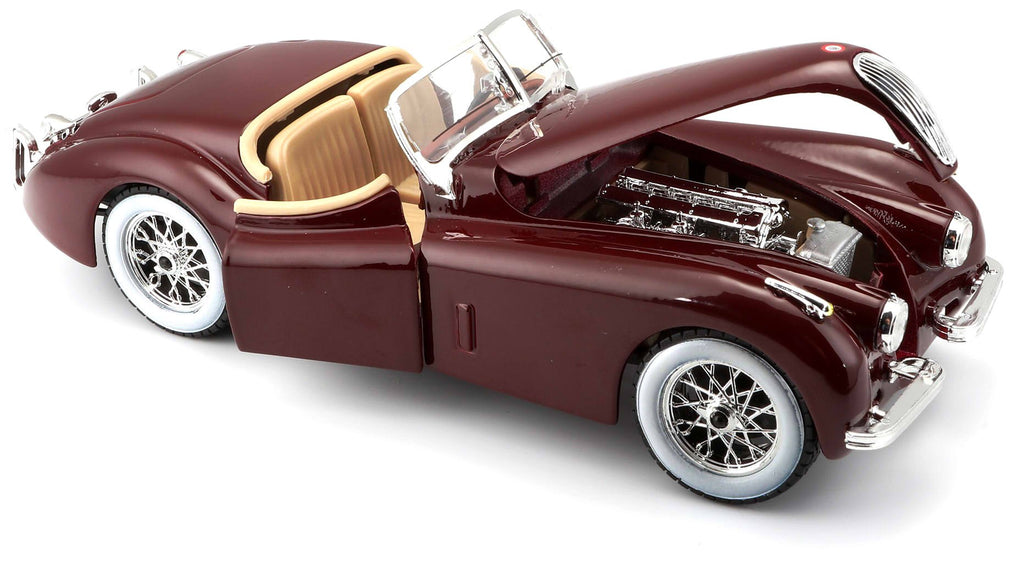 Bburago 1:24 Bijoux Jaguar XK 120 Roadster (1951) Assorted Colours, Silver Or Wine Red Metallic