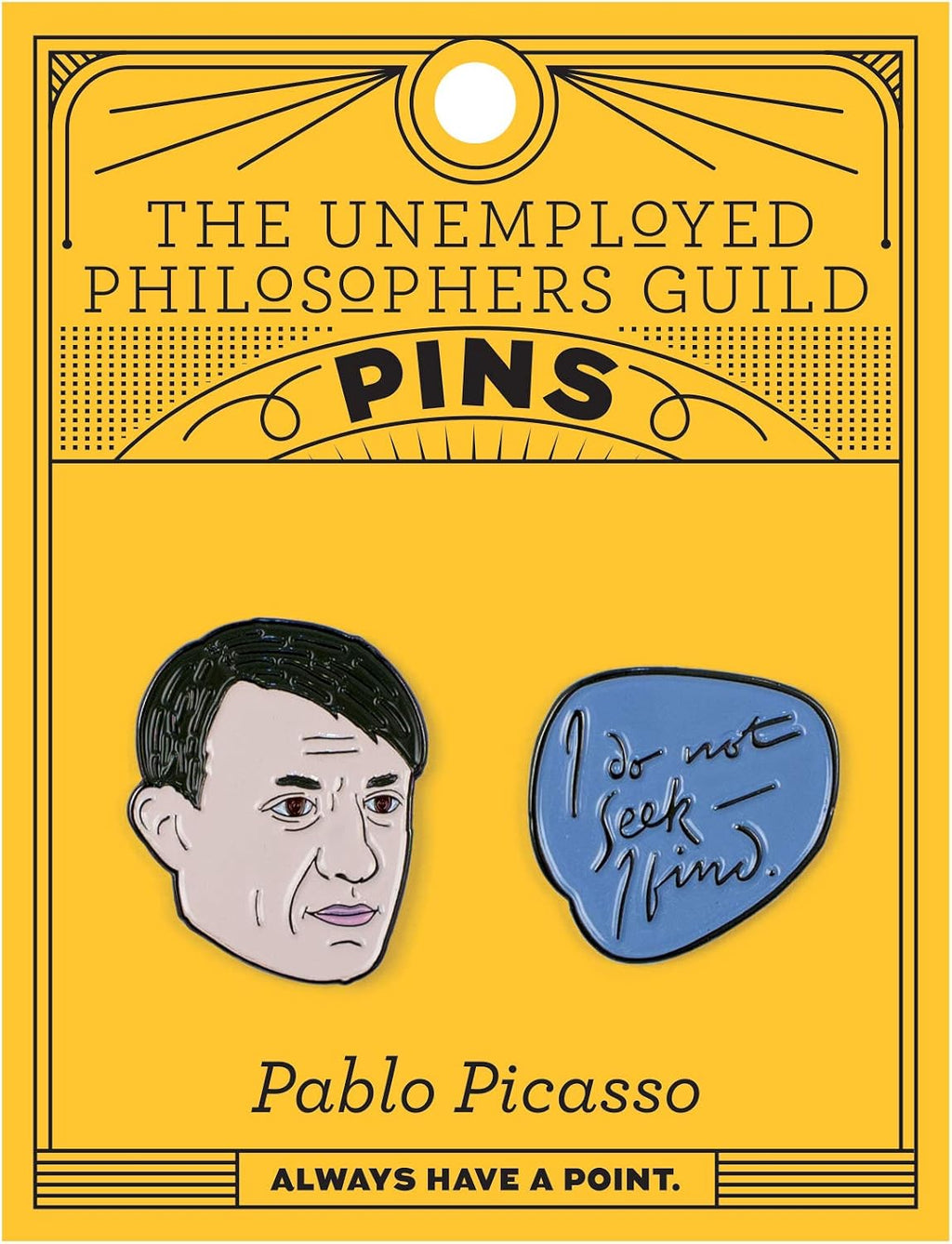 Picasso and Quote Enamel Pin Set - 2 Unique Colored Metal Lapel Pins