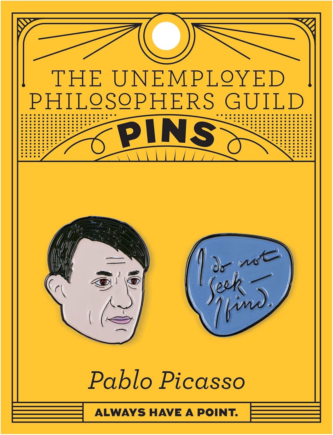 Picasso and Quote Enamel Pin Set - 2 Unique Colored Metal Lapel Pins