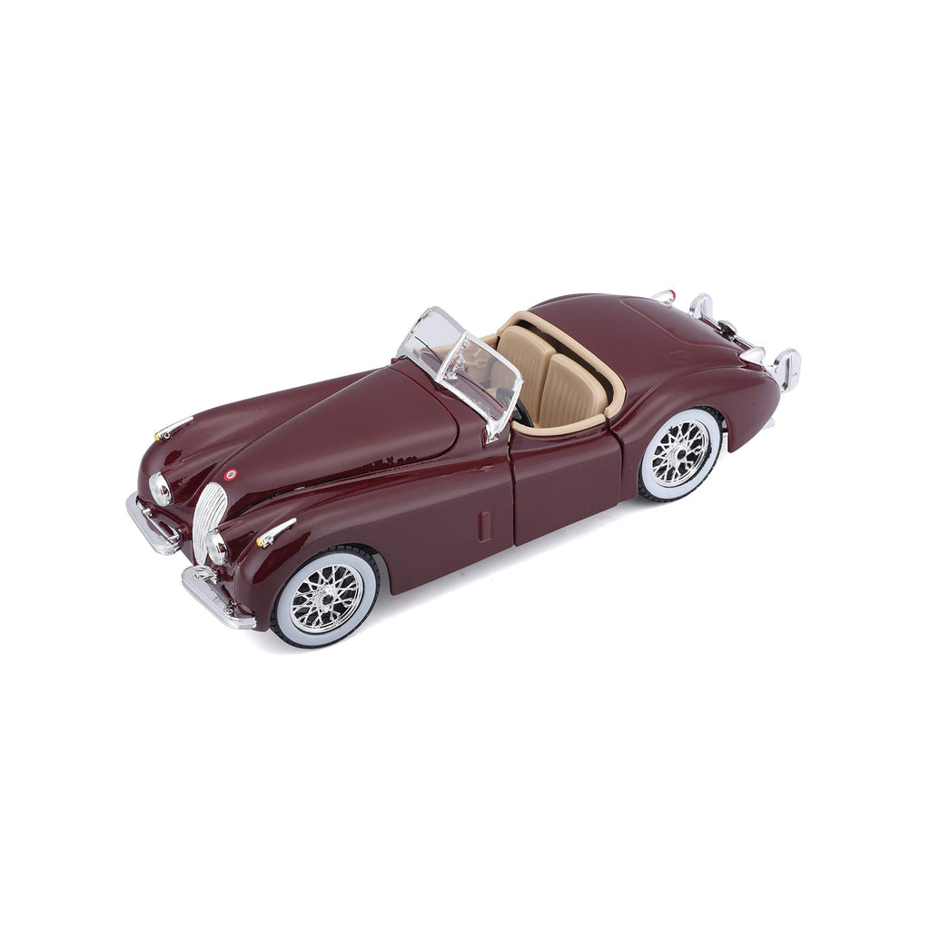 Bburago 1:24 Bijoux Jaguar XK 120 Roadster (1951) Assorted Colours, Silver Or Wine Red Metallic