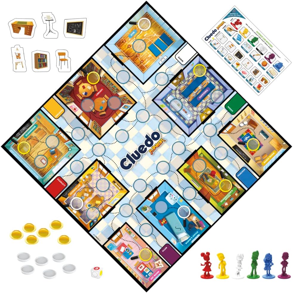 Hasbro Gaming Cluedo Junior Board Game, Reimagined Classic for 2-6 Players, Detective Games for Boys and Girls, 2 in 1 w
