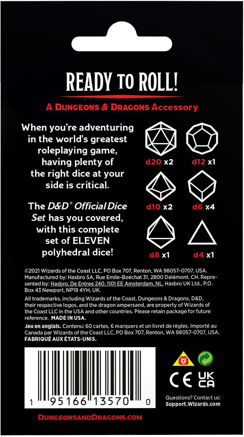 Dungeons & Dragons - Official Dice Set: Polyhedral Plastic RPG Dice Set