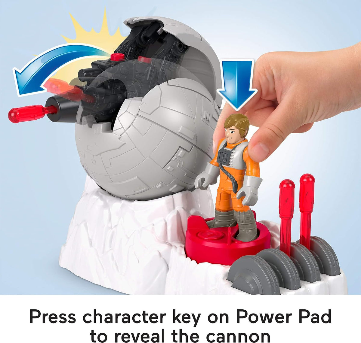 Fisher-Price Imaginext Star Wars Toys Rebel Base Cannon Launcher with Luke Skywalker Metal Character Key for Kids Ages 3