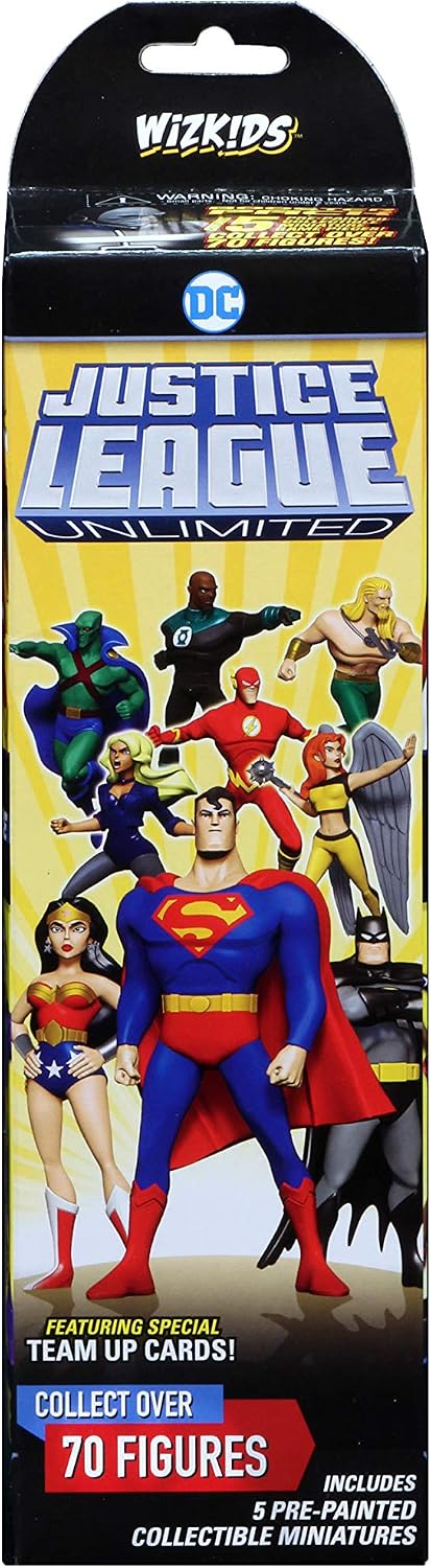 WizKids DC HeroClix Justice League Unlimited Booster Pack - 5 Figures, Classic Style, Ages 12+