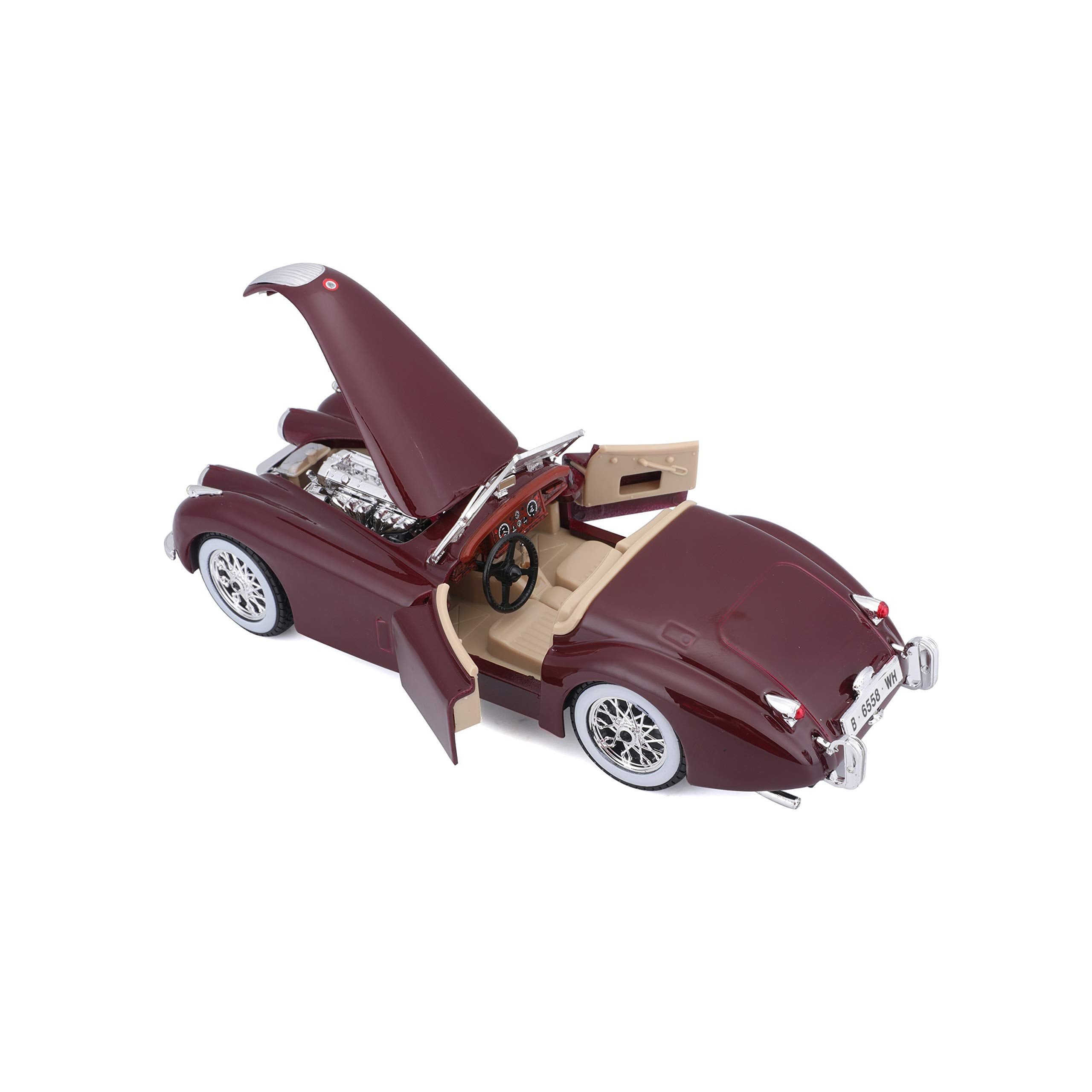 Bburago 1:24 Bijoux Jaguar XK 120 Roadster (1951) Assorted Colours, Silver Or Wine Red Metallic