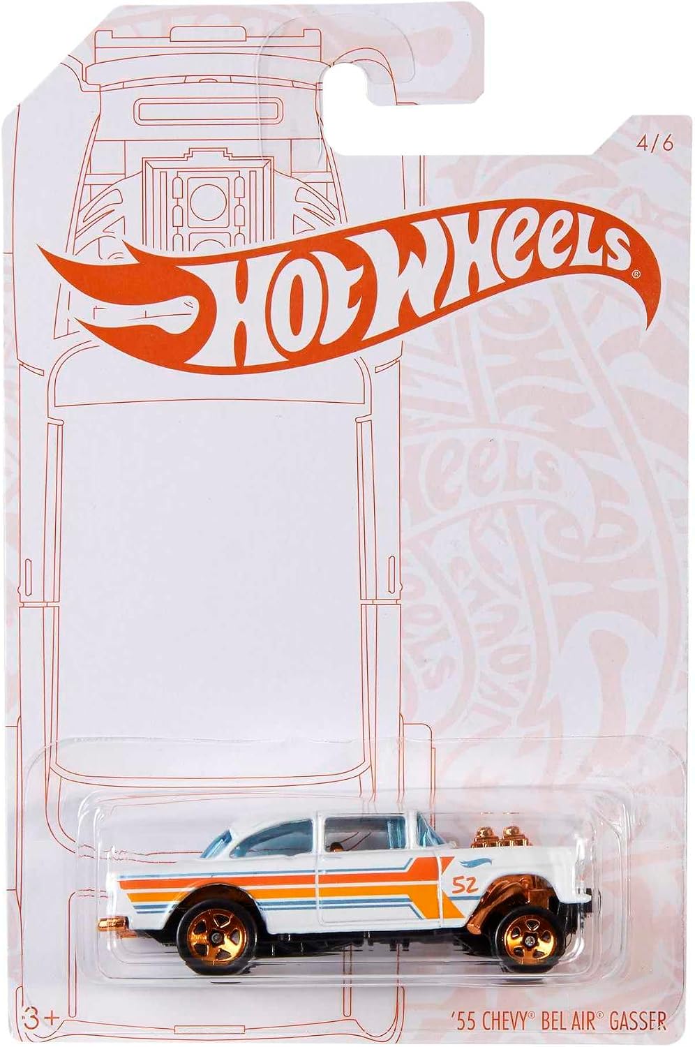 Hot Wheels 2020 Pearl and Chrome 4/6 - '55 Chevy Bel Air Gasser (White)