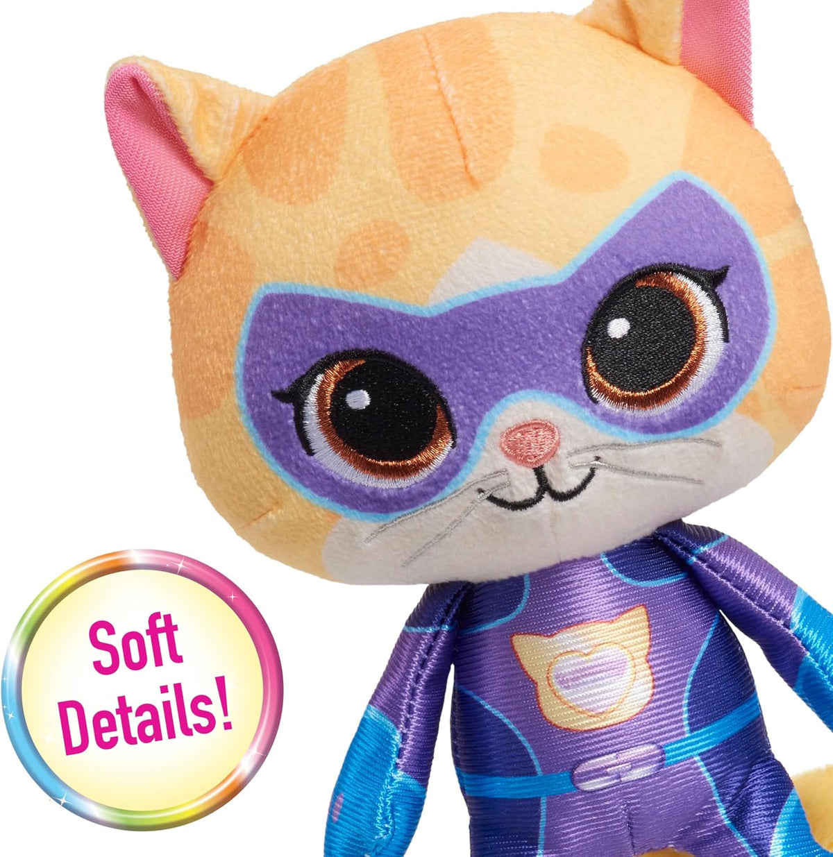 Just Play Disney Junior SuperKitties 7-inch Small Plush Stuffed Animal, Sparks, Kitten, Kids Toys for Ages 2 Up