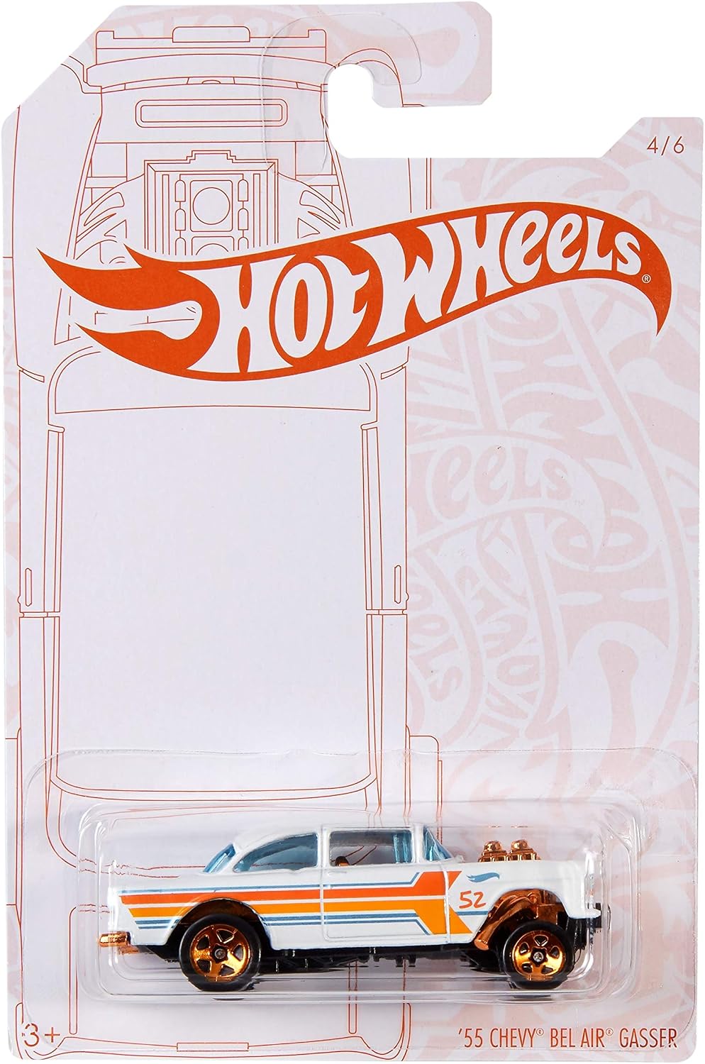 Hot Wheels 2020 Pearl and Chrome 4/6 - '55 Chevy Bel Air Gasser (White)