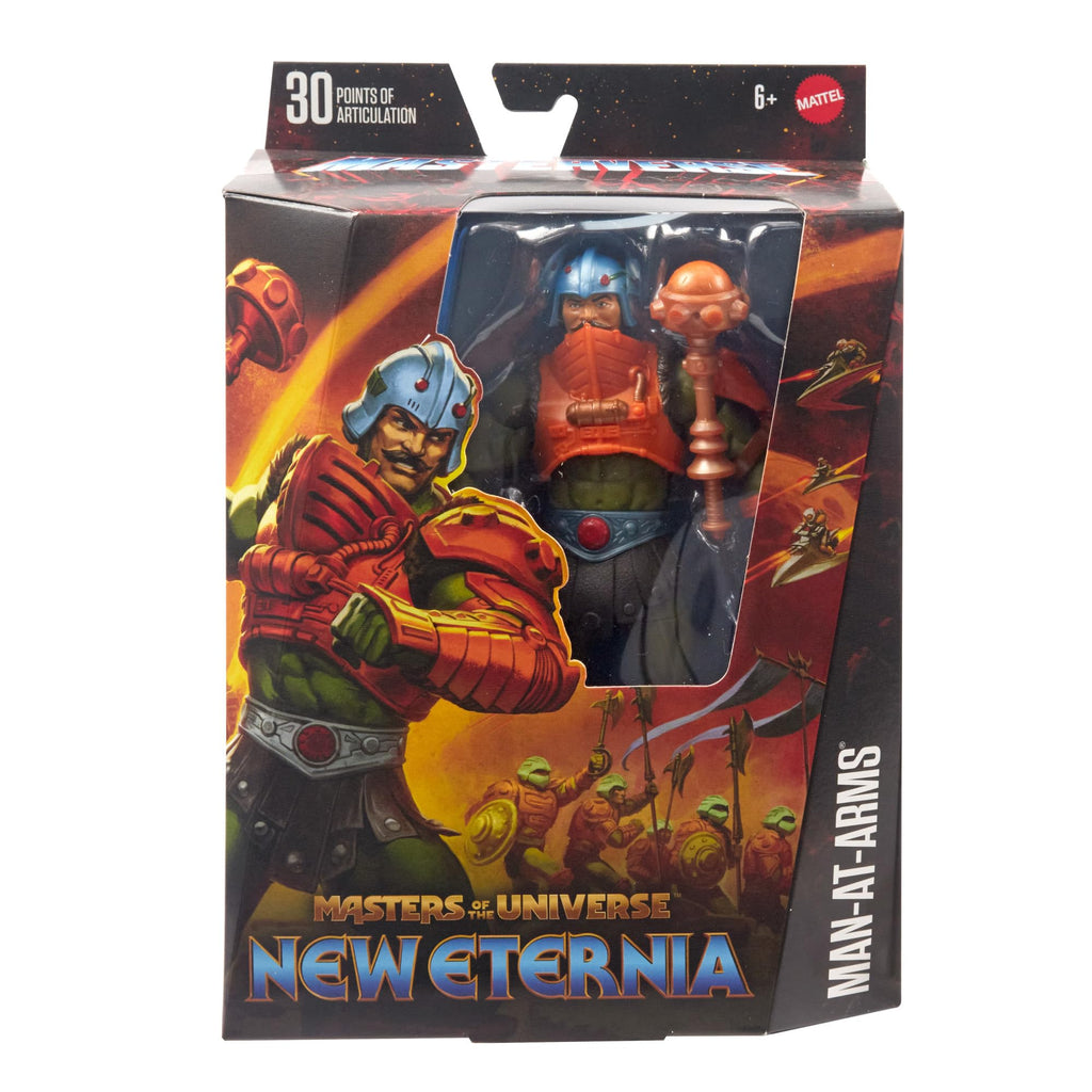 Masters of the Universe Masterverse New Eternia Man-At-Arms Action Figure, 30 Articulations, Swappable Head, Hands & Mace, MOTU Toy, HYC48