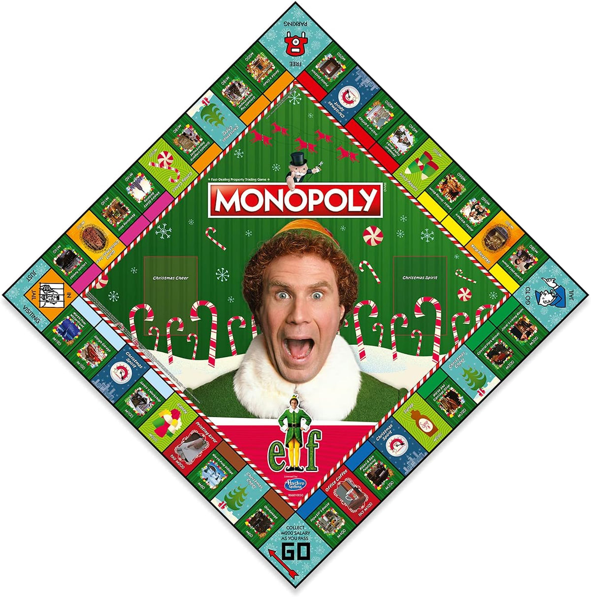 Winning Moves Elf Monopoly Board Game, Choose your festive token and advance to Santa's Workshop and Empire State Buildi