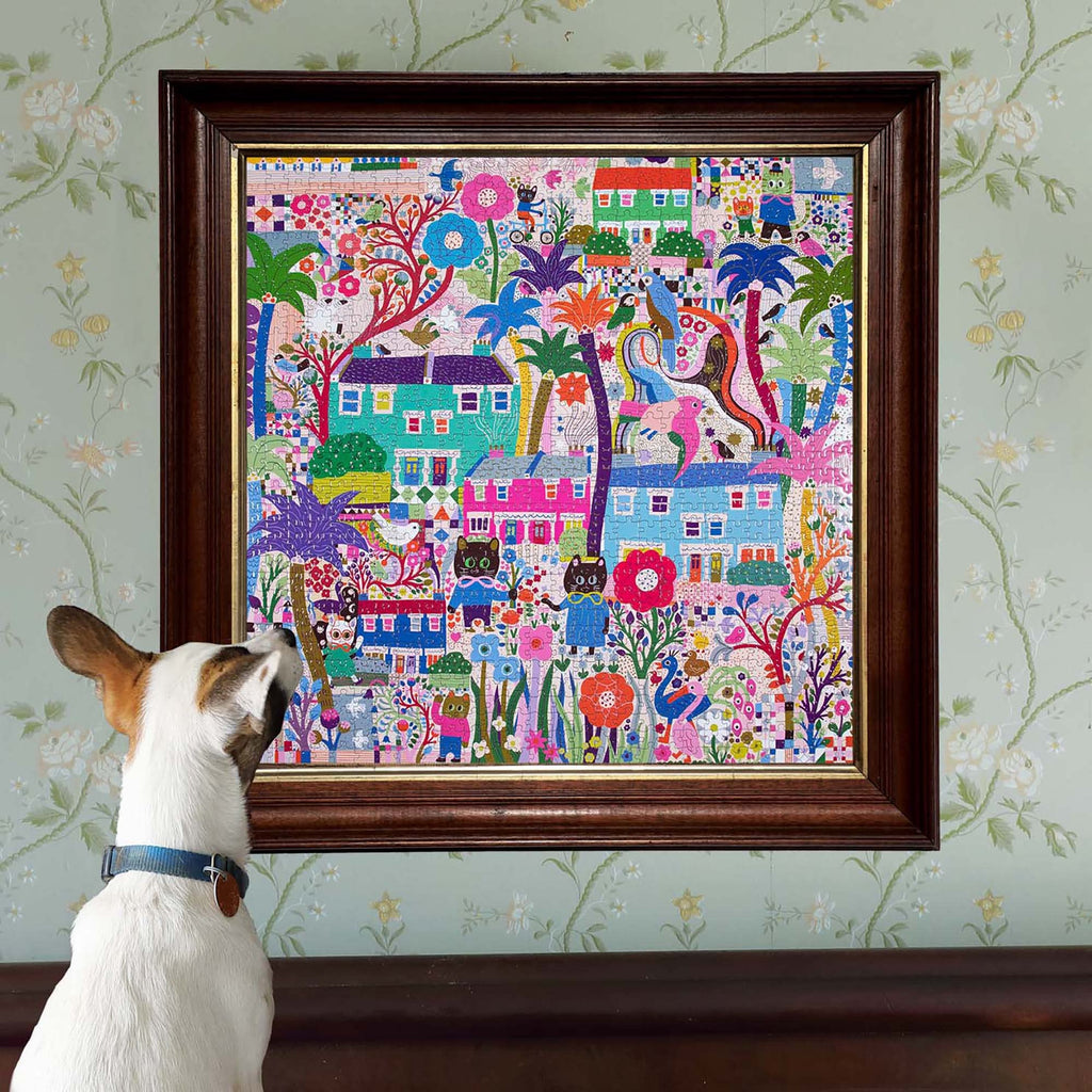 eeBoo Piece and Love Cats Around Town 1000 piece square adult Jigsaw Puzzle