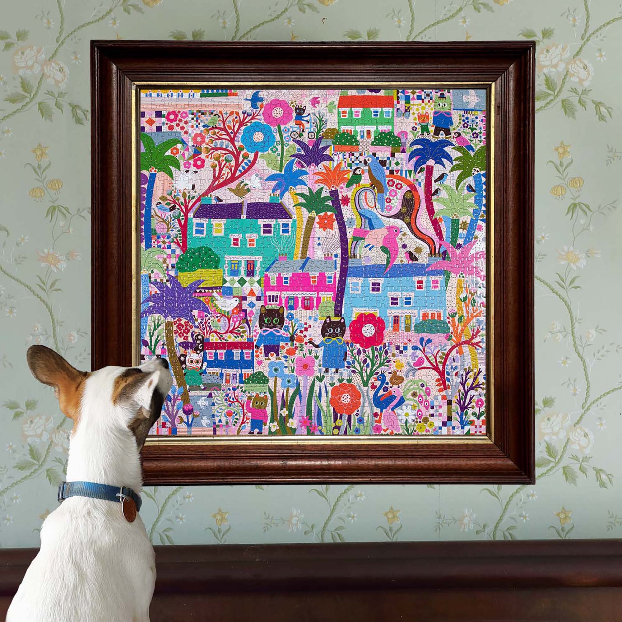 eeBoo Piece and Love Cats Around Town 1000 piece square adult Jigsaw Puzzle