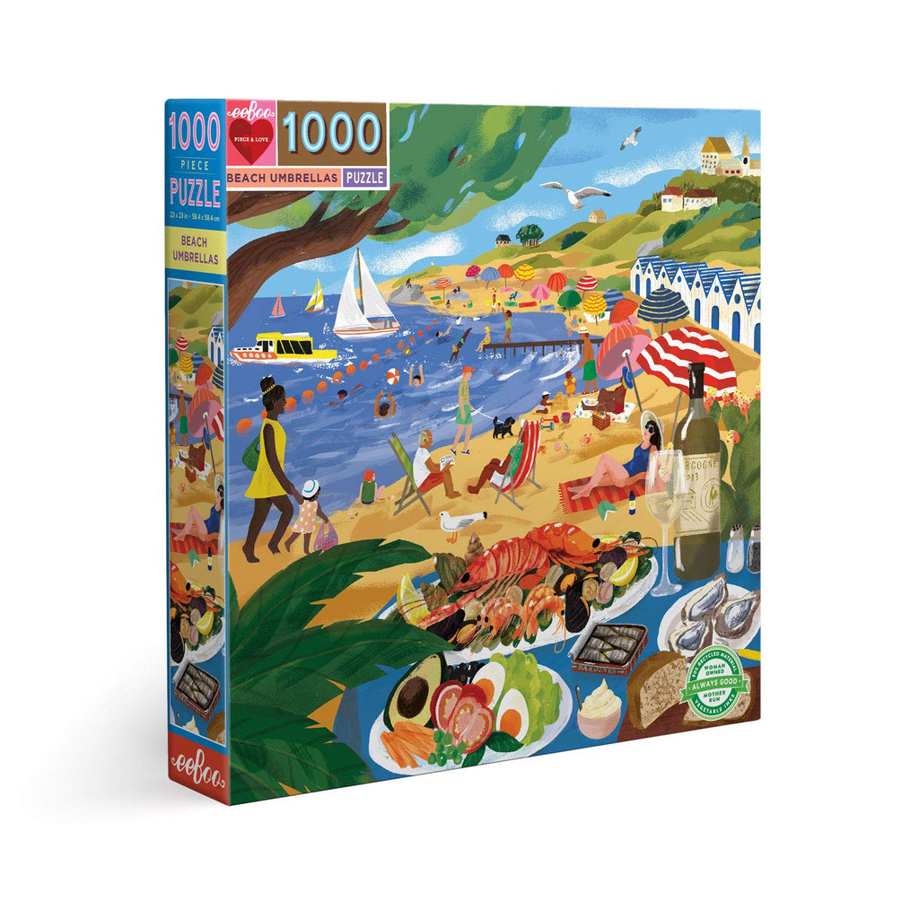 eeBoo Piece and Love Beach Umbrellas 1000 piece square adult Jigsaw Puzzle