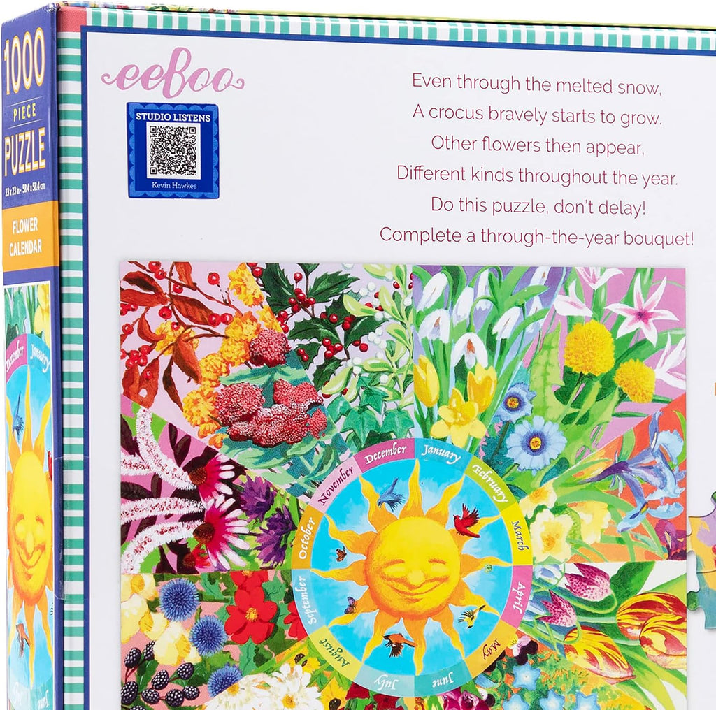 Eebbo 1000 Piece Floral Calendar Jigsaw Puzzle 58.5 x 58.5 cm